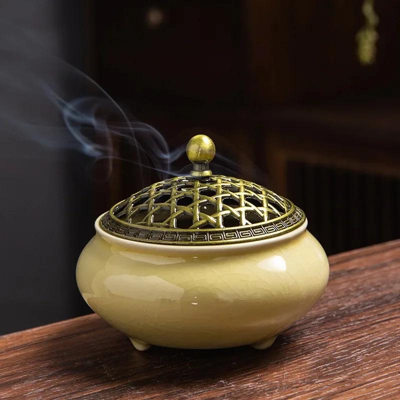 Ceramic Incense Burners Holder Coil Cones Stick Incense Buddhist Home Decor Tearoom Yoga Room Desktop Ornaments Aroma Burner