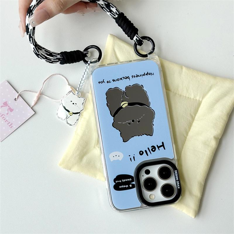 Zhitai Apple iPhone 15 Pro Cartoon Case with Lanyard for 16/14 Pro Max and 13/12, Mirror Design
