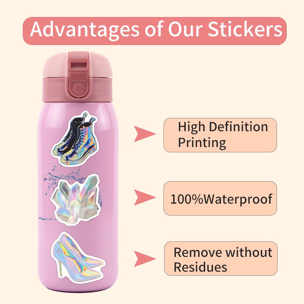 Iridescent Graffiti Stickers Set - 55 Sheets for Scooters, Luggage, Water Cups, and More