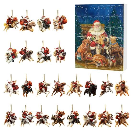 Dog Advent Calendar 24 Days Dog Theme Christmas Countdown Calendar 2D Dog And Santa Decorations Fun Holiday Gift Keepsake for Family Kids Dog Lovers