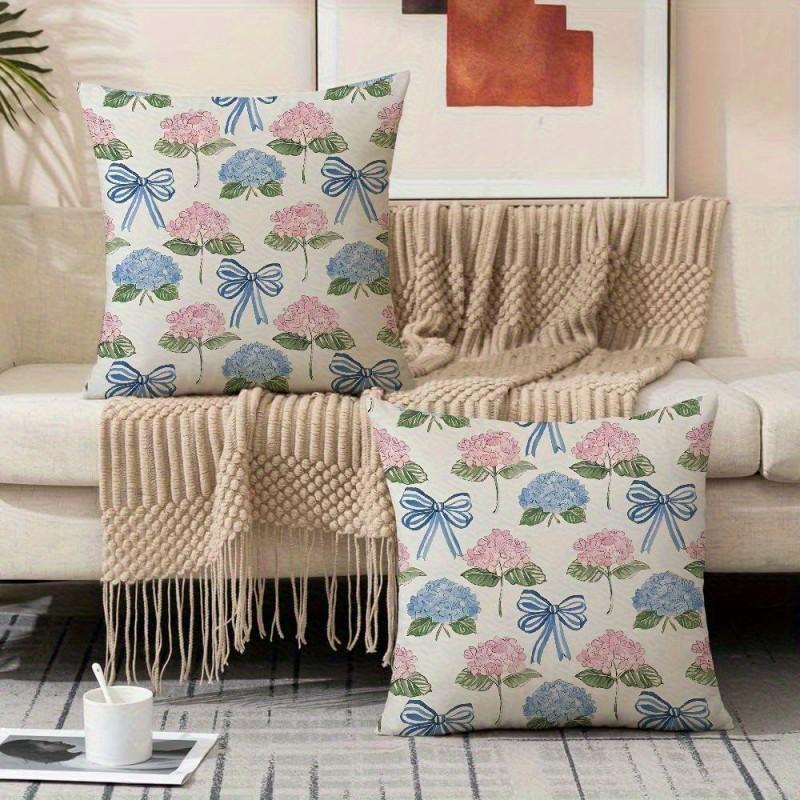 

Pillow Covers 2 Pcs Daffodil Floral Throw Pillows Vintage Floral Outdoor Decora Pillowcase Striped Bow Cushion Cover for Sofa