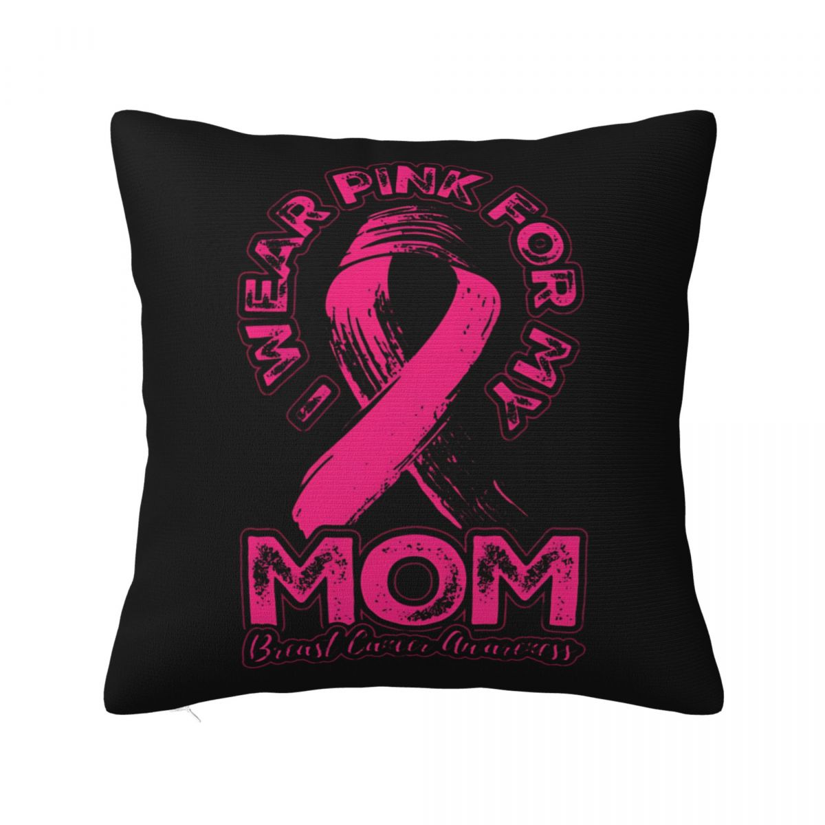 I Wear Pink For My Mom Square Pillow Case Polyester Throw Pillow Breast Cancer Awareness 4545cm Pillowcover Home Decor 30x30cm 12x12in