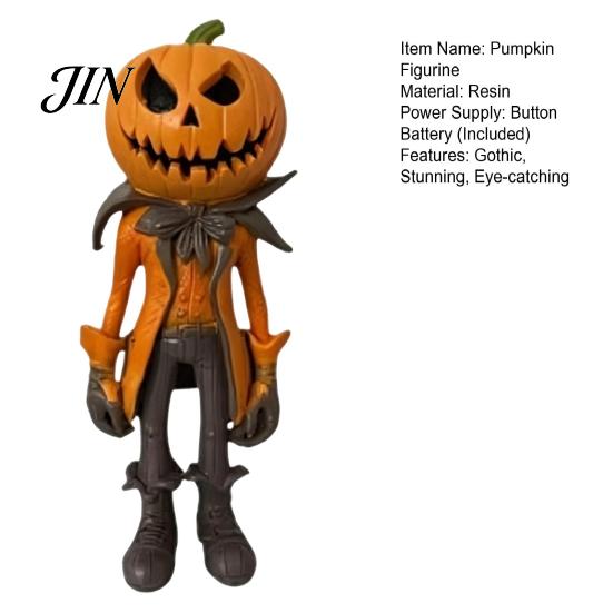 Harz Herbst Tischdekoration Kürbis Hexe Figur, Gruselige Halloween Statue mit Laterne, Einzigartiges Feiertagsgeschenk für Vintage Gothic Tischplatte Kaminsims