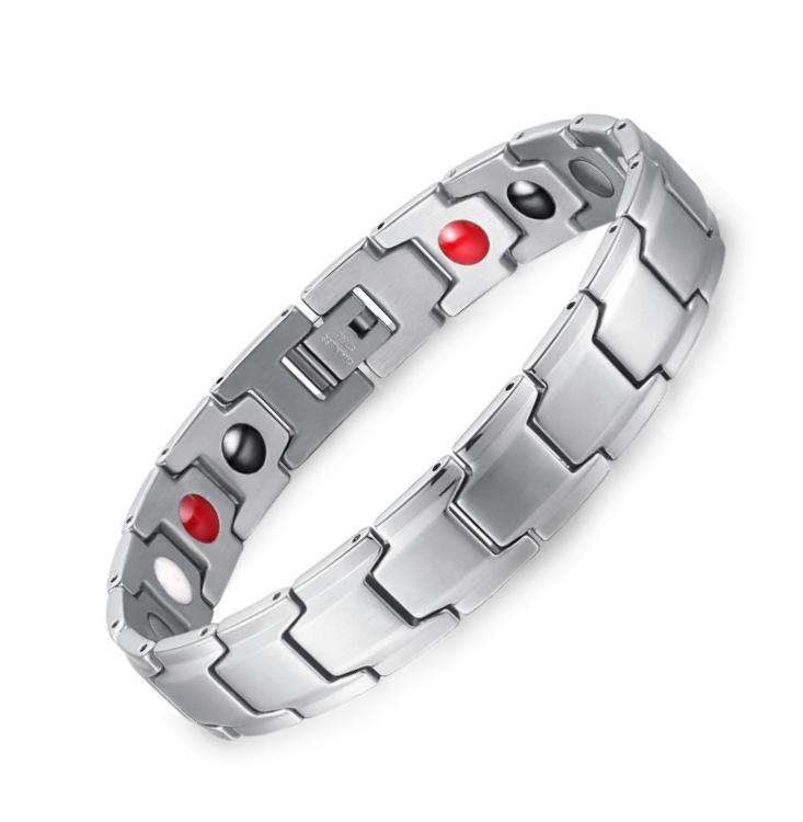 Men s Electroplated Non-fading Magnet Germanium Negative Ion Magnetic Titanium Steel Bracelet 22cm