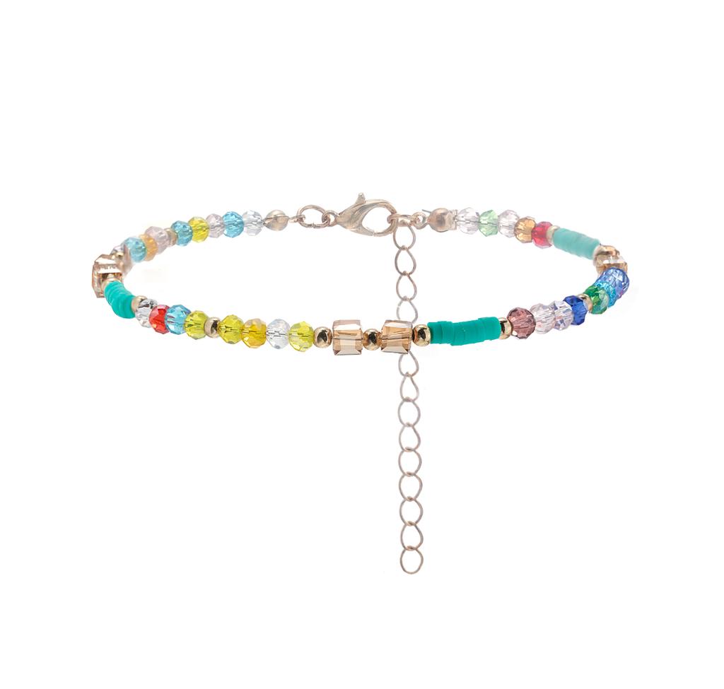 European and American simple fashion beach Bohemian style personality contrast color beaded ladies anklet