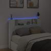 Storage Headboard with LED White Wood Material