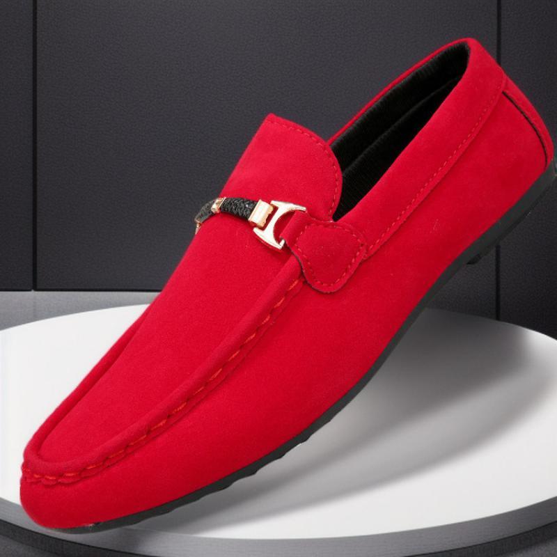 Spring Red Suede Loafers Men Leather Men's Casual Shoes Slip On Walking Driving Shoes for Men Moccasins Soft Man Flat Shoes