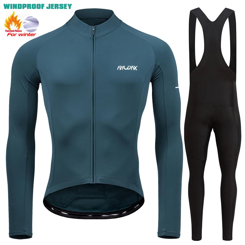 Raudax Winter Mountain Bike Jersey Ropa De Hombre Thermal Fleece Keep Warm Road Bike Sportswear 2026 Winter Velvet Warm Cycling Clothing Suit Set