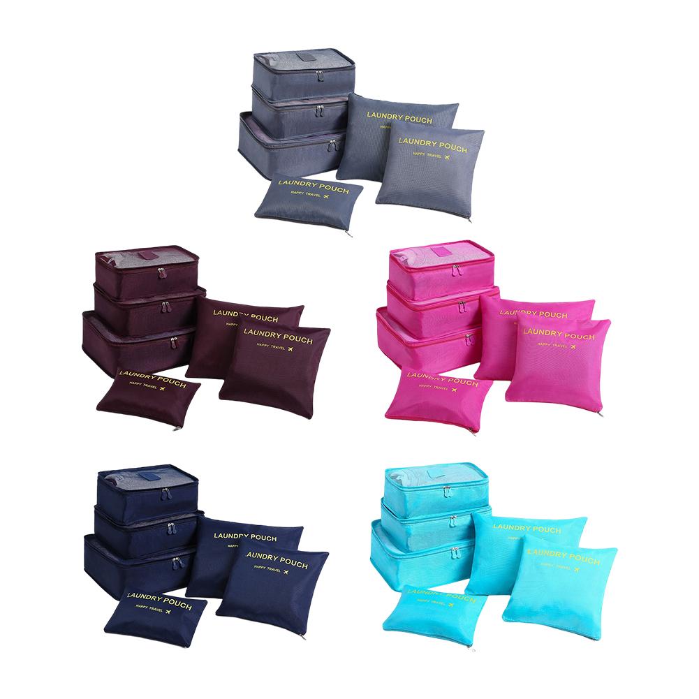 6pcs/set Suitcase Packing Set Thickening Classification Storage Bags Waterproof Space Saving for Family Vacation Skiing Camping