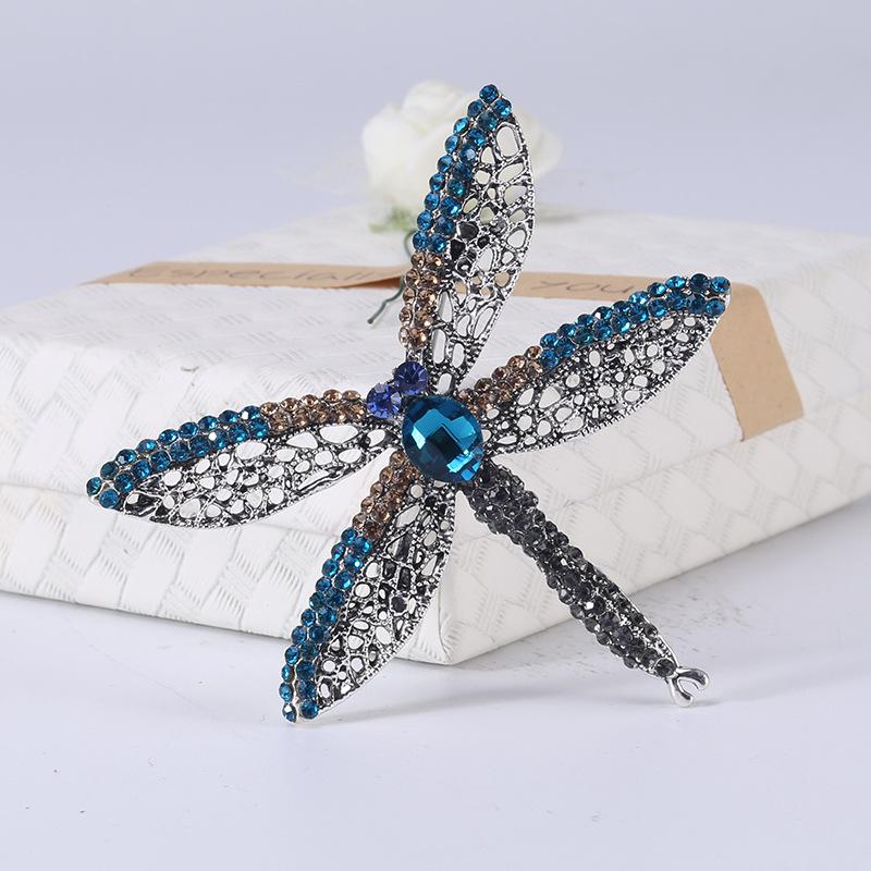 

Модная большая брошь в форме стрекозы со стразами из сплава, горячая распродажа, брошь в виде животного синий