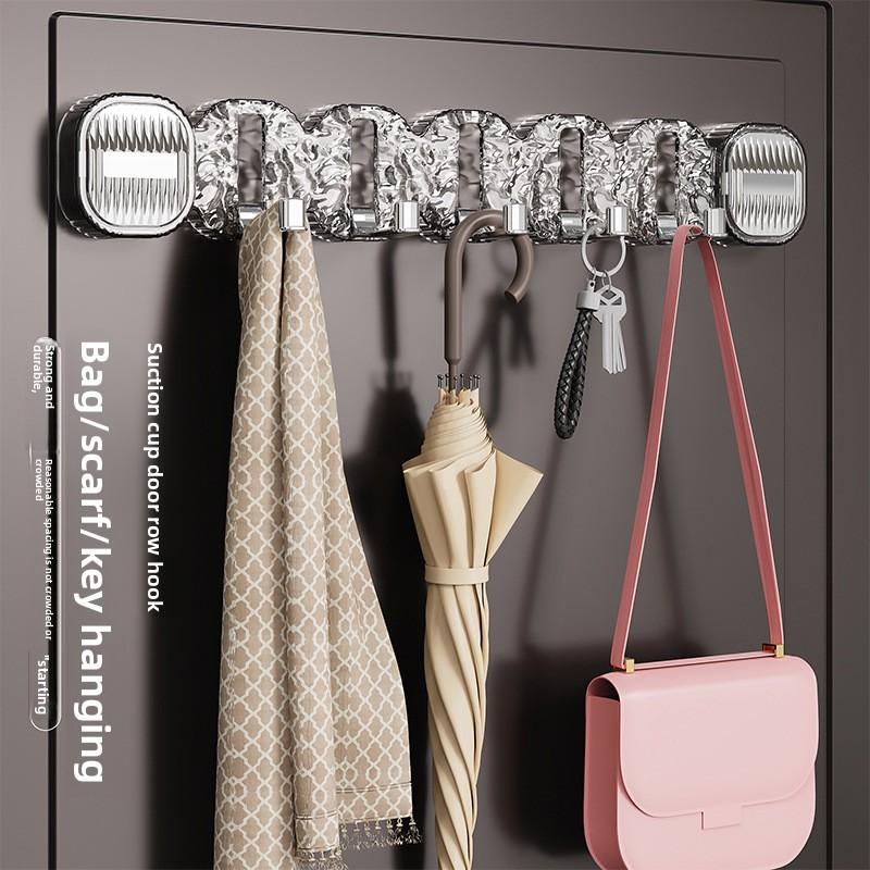 Suction Cup No-Drilling Bathroom Towel and Bath Sponge Holder for Behind The Toilet Door