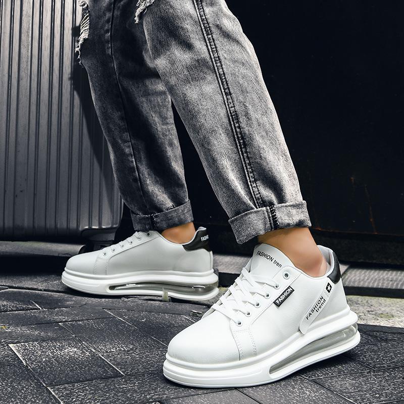 Spring and summer popular little white shoes student versatile air cushion shoes men's shoes thick sole heightening round head board shoes casual spo