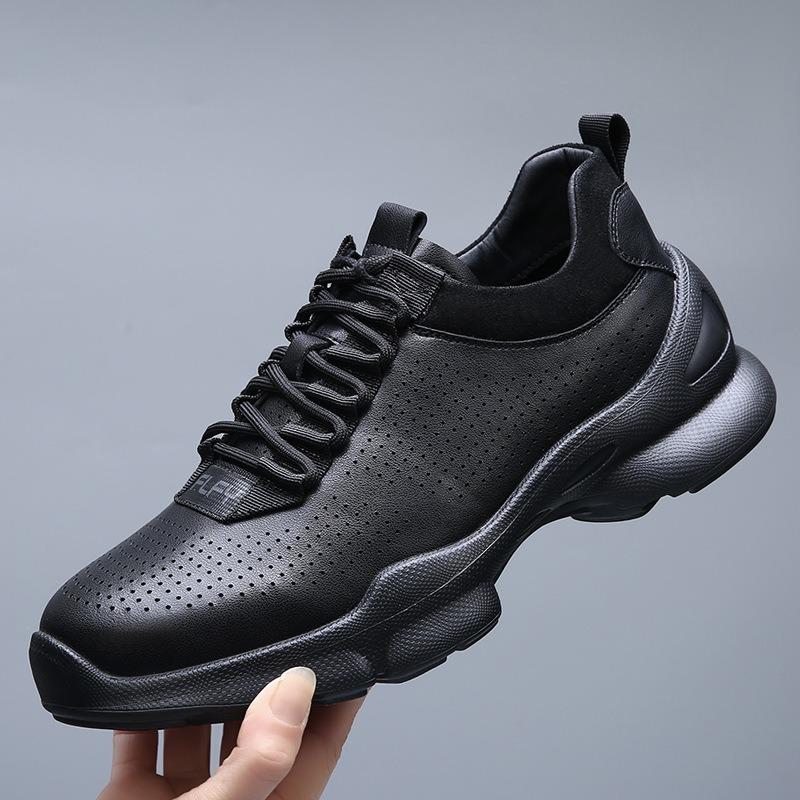 Love a Certain Step Leather Walking Shoes Men's Hollow Breathable Sports Leisure Lightweight Non-slip Outdoor Mountaineering Hiking Shoes