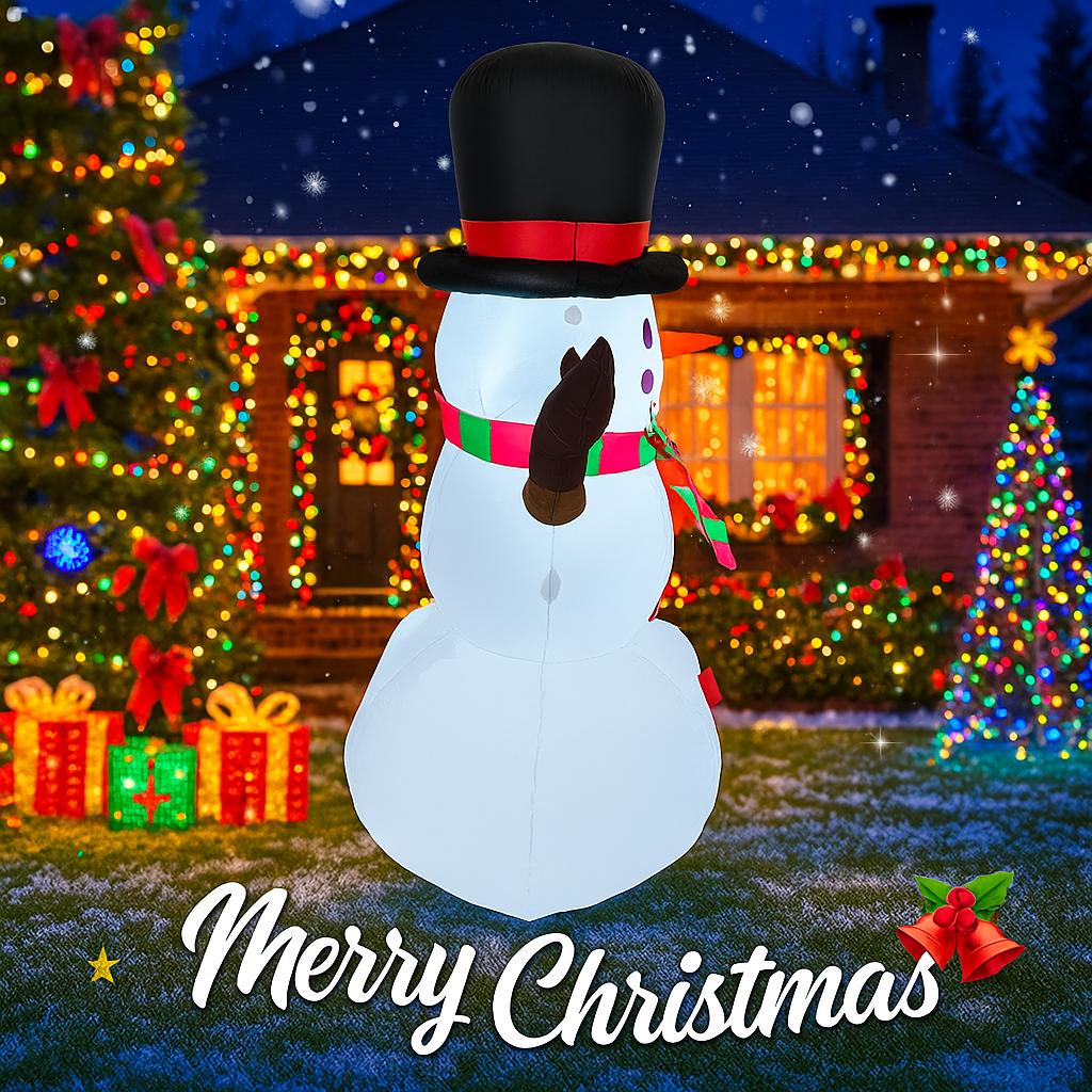 5.25FT Inflatable Toy Hat Snowman Xmas Decorations for Yard with LED Lights Christmas Supplie Home Ornament Festive Holiday Gift