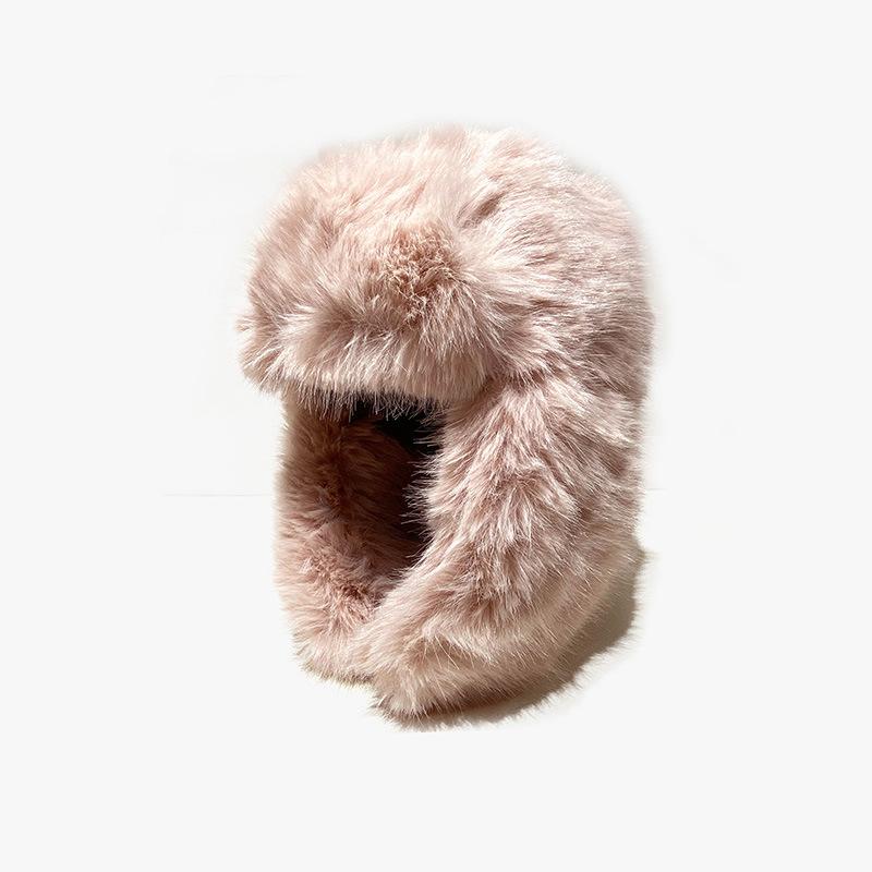 Imitation Mink Velvet Lei Feng Hat for Women In Winter Fluffy Northern Skiing Cold Warm Ear Protection Hat Plus Velvet Plus Thick Hat