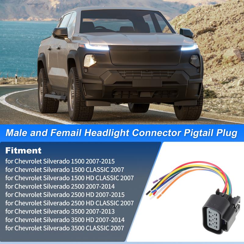 X Autohaux No.22853028 Male and Female Headlights Connector Harness Plug Wire for Chevrolet