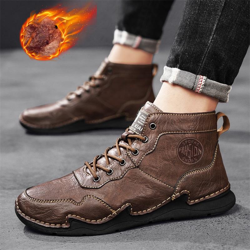 High-top Handmade Large Size Casual Shoes Men's Pigskin Retro Casual Shoes Large Size Casual Shoes Lightweight Ankle Boots