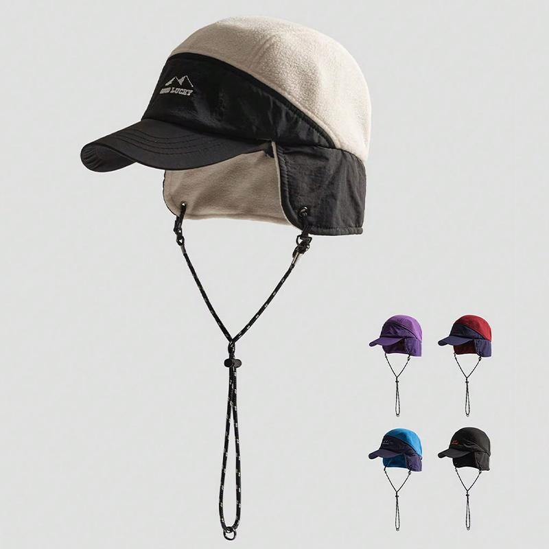 1pc Color-blocked Winter Bomber Hat Lei Feng Hat for Men and Women,Outdoor Warm Ear Protection Windproof Cord Ski Ride Pilot Hat