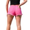 Colorful Ripped Fringe Hem Shorts In Stock