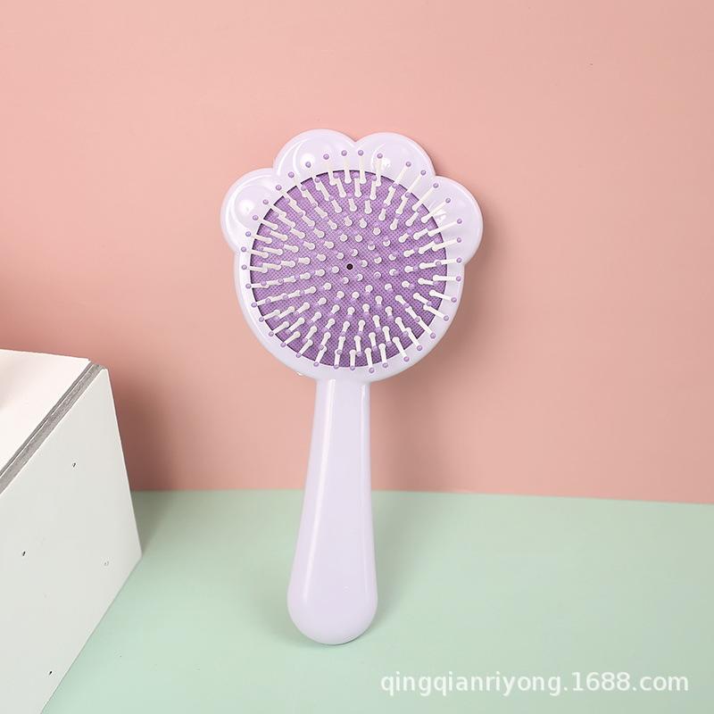 Solid Color hand-held Cat's Paw Shape Comb Traveling Portable Small Massage Comb Women Girl Air Cushion Hair Brush Styling Tool