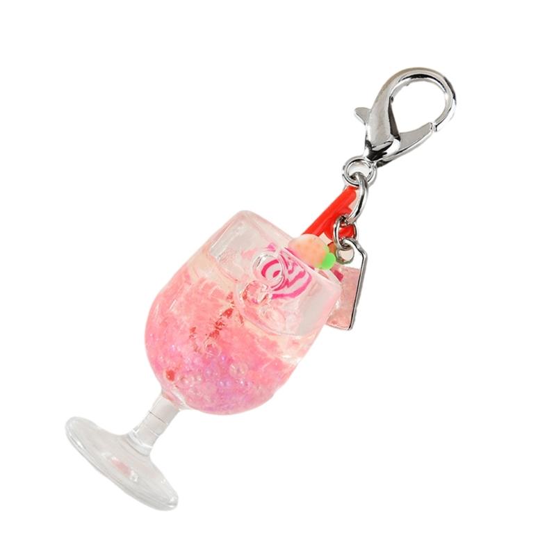 

Stylish Small Tumbler Keychain with Fruit Bag Charm Designs Sturdy Alloy Materials for Goblet Enthusiasts Daily Use рожевий