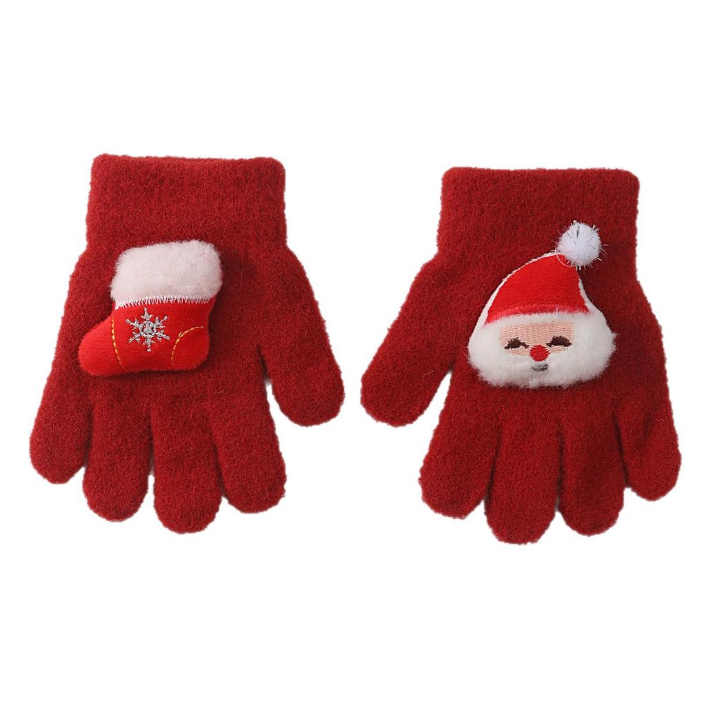 Kids' 3D Cartoon Santa Gloves: Windproof Full-Finger Warmth
