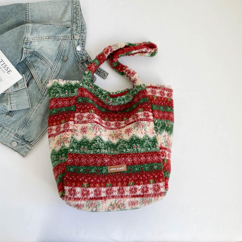 Plush bag women's large-capacity winter new casual simple high-value fashion commuter bag