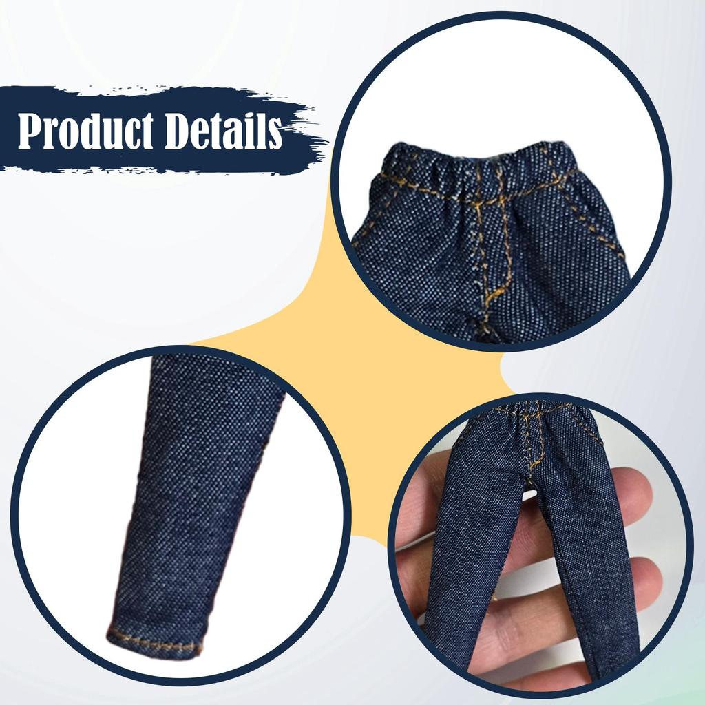 Trendy Jeans Pants 1/12 Scale Miniature Clothing for Action Figures Unisex Cotton Trousers for Doll Collectors Dress Up