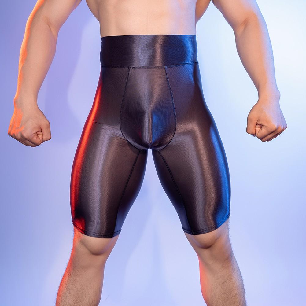 All Season Bulge Pouch Underwear Men Boxer Shorts Oil Glossy Trunks