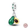 Fruit Food Charms Plata De Leyoriginal Strawberry Avocado Dessert Cake Charm Beads For Women Bracelet Accessory Diy Jewelry
