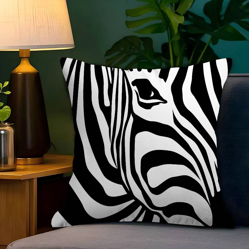 Abstract Line Black And White Zebra Cushion Cover Inches Farmhouse Decor Home Throw Pillow Covers For Couch Decorations