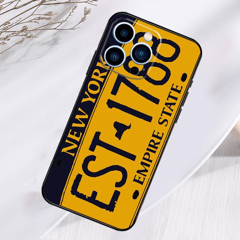 Retro License Plate Number Phone Case For iPhone 17 Pro Max 16 14 13 12 11 15 Pro Max Plus 12 13 Mini 16e 17 Air Cover