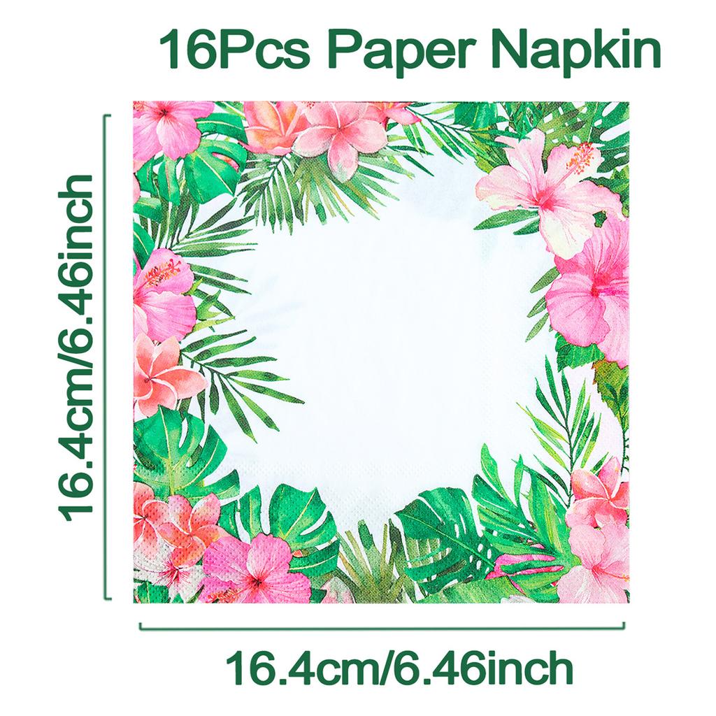 Hawaiian Leaves Flower Disposable Tableware Summer Theme Birthday Party Decor Paper Cup Napkin Tropical Hawaii Party Supplies