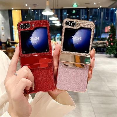 Luksusowy błyszczący brokatowy proszek galwaniczny twardy PC zawias ochronny etui na telefon Samsung Galaxy Z Flip 6 5 4 3