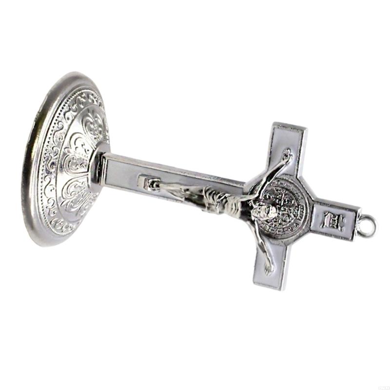 62KD Classical 9cm Crosses Figurine Alloy Standing Crucifix Figurine with Base Home Christian Decoration for Believers