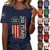 Moda feminina casual estampado manga curta gola redonda pulôver tops