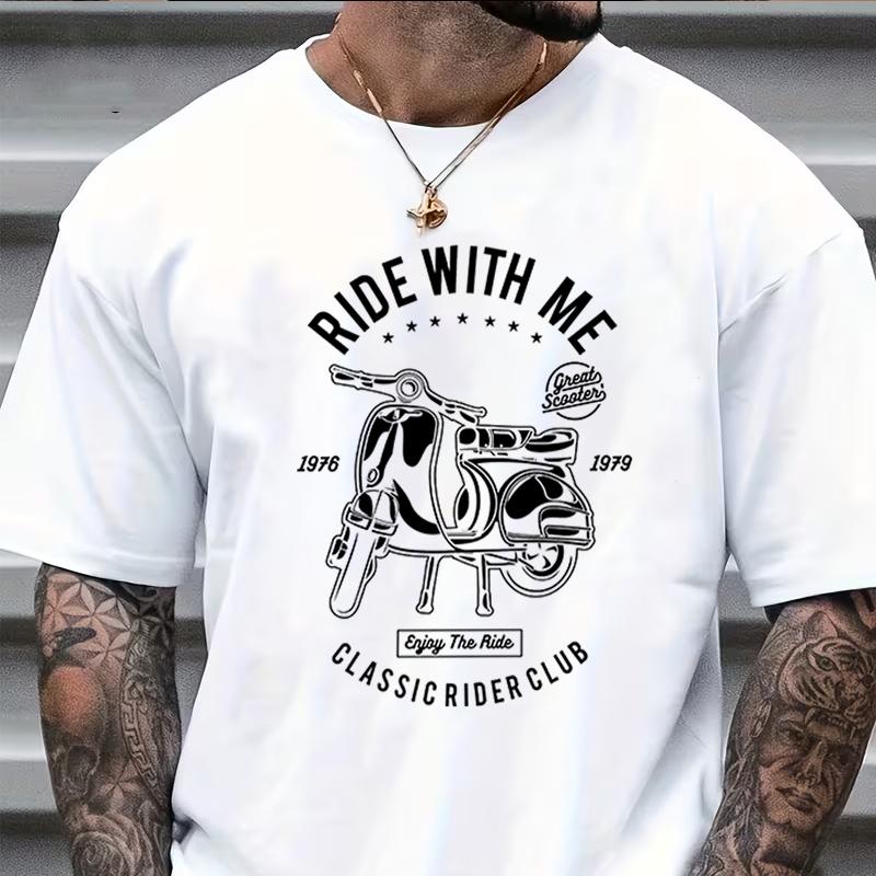 Scooter Ride With Me Motorcycle MOD Mens TShirt 100 Cotton ONeck Short Sleeve Casual TShirt