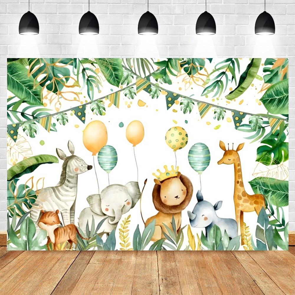 Tropical Jungle Safari Photography Backdrop Kid 1st Wild One Newborn Baby Birthday Party Photozone Family Shoot Photo Background 120X80CM