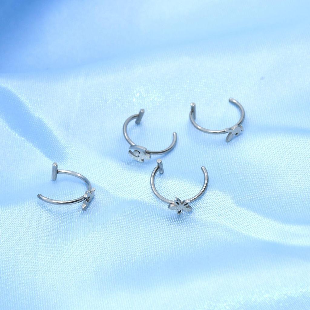European & American Multi-Piece Stainless Steel Faux Lip, Nose, and Ear Stud Jewelry Collection