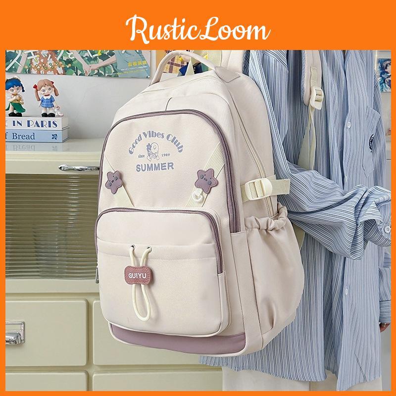 Pattern College Letter Fashion Backpack With Padded Straps For School And Travel