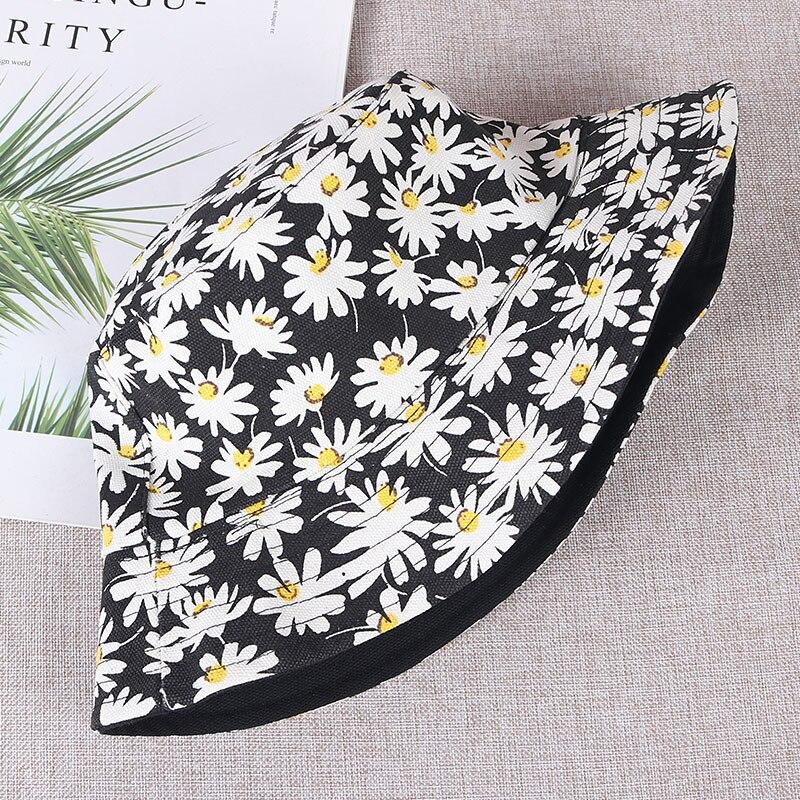 Double-sided Wearable Daisies Bucket Hat Men Women Caps Summer Panama Fold Sun Fishing Fisherman Hat