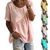 Women's Fashion Loose-Fit Round-Neck Short-Sleeve Gathered T-Shirt Top