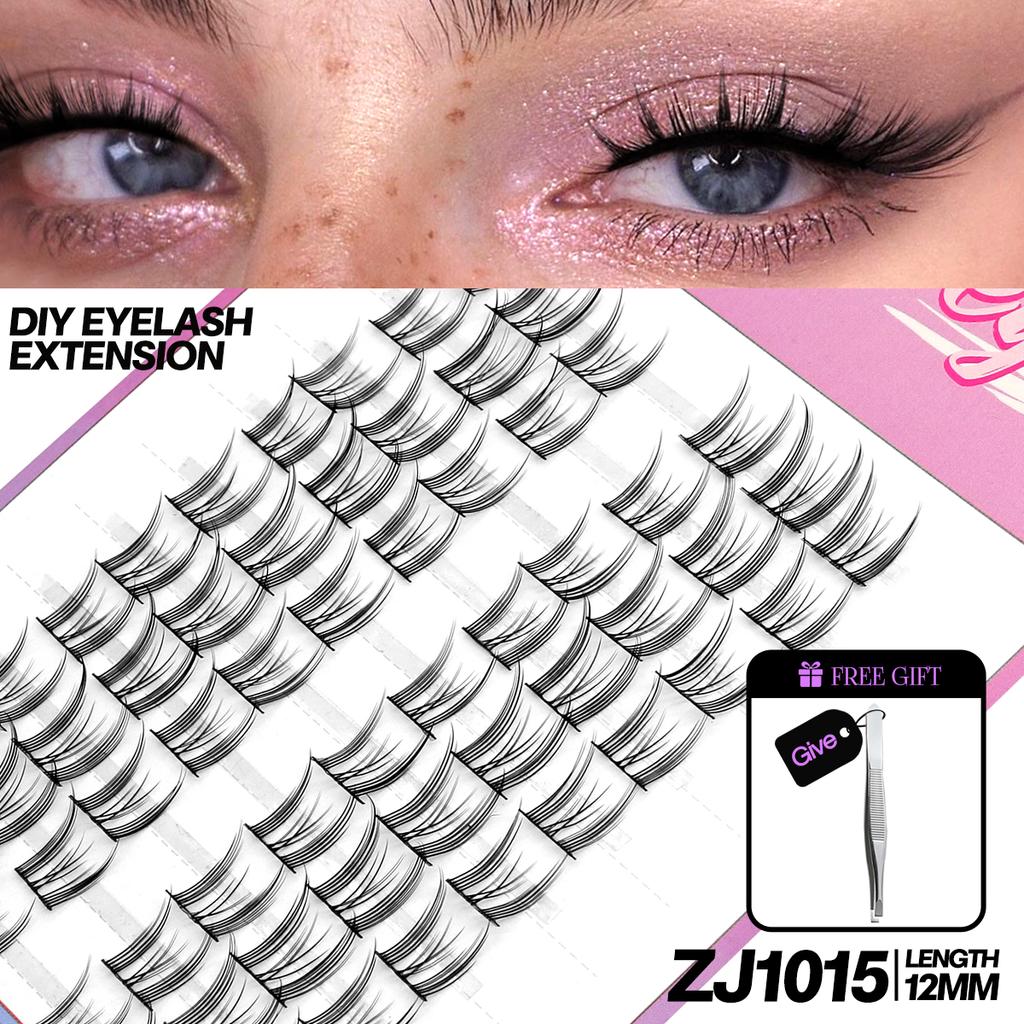 DIY-Cluster, falsche Wimpern, Cluster, Verlängerungen, einzelne Wimpern, Cluster, natürliche segmentierte Wimpernbündel