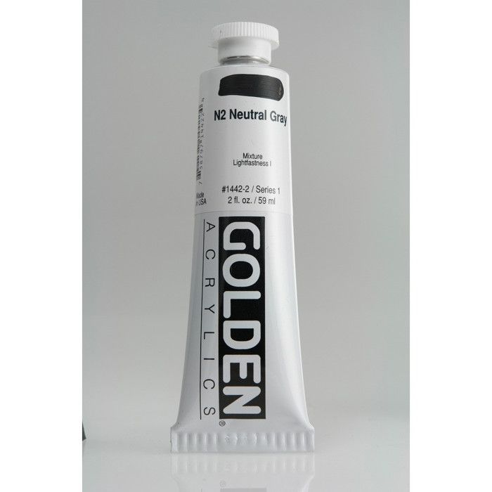 Acrylic Paint - GOLDEN - Neutral Grey No.2 - 60ml - Lightfastness - Thick Consistency