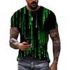Yeni Erkek Teknoloji Dijital Desen Tişört Sokak Hip Hop Trend Yuvarlak Yaka Üstler Kişilik Moda Günlük Kısa Kollu Giyim