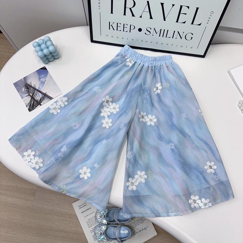 Chinese-Inspired Summer Set: Girls' Traditional Top & Pants Two-Piece