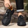 Outdoor Male Sneakers Hiking Shoes All-match Walking Shoes Non-Slip Leather Treking Footwear Leisure Lace Up Mens Casual Flats