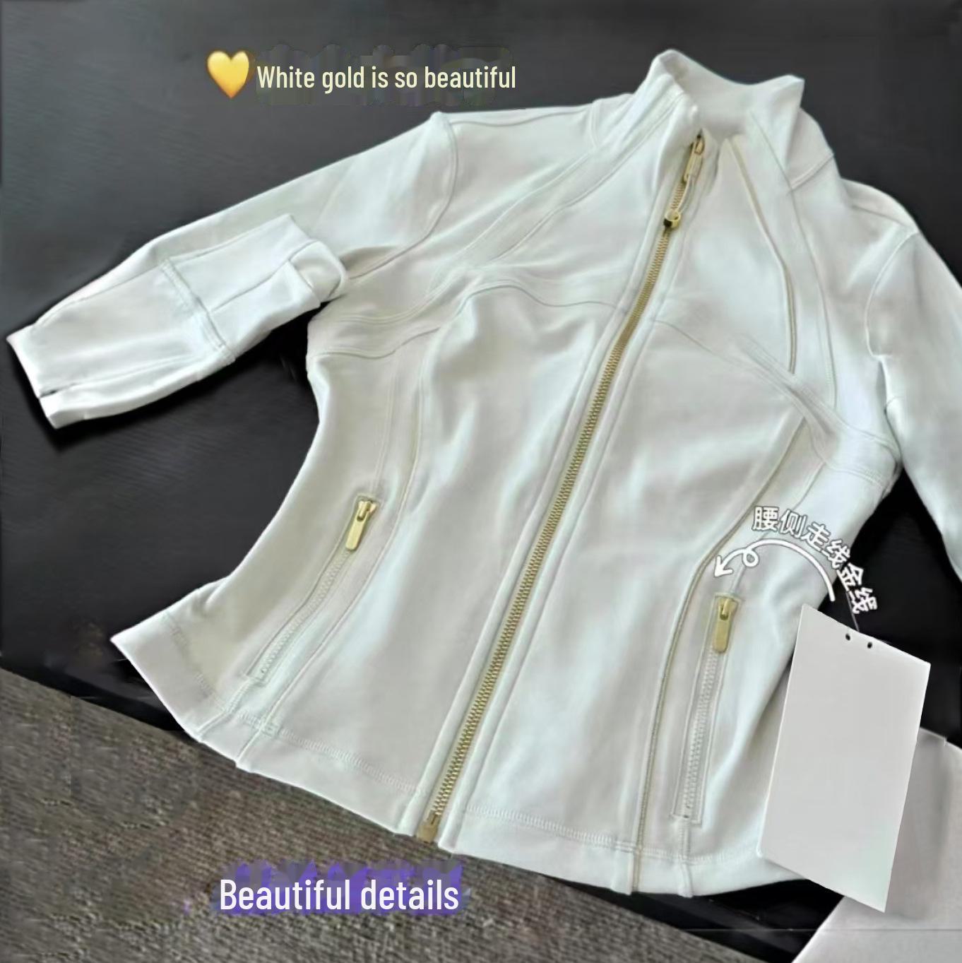 

2024 Золотая женская куртка для йоги на открытом воздухе с воротником-стойкой S