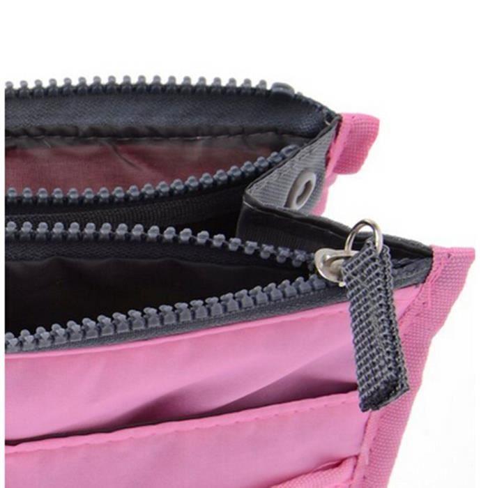 Sac de rangement - ANKKO - Organisateur - Souple - Zippée - Rose