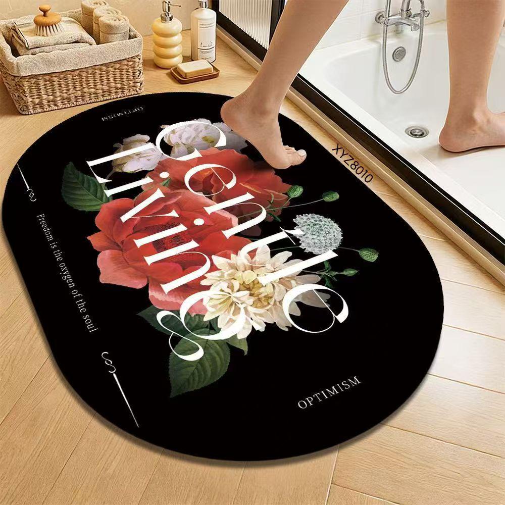 

Luxury Floral Countertop & Bathroom Water-Absorbing Anti-slip Mat 30x40cm New Diatom Mud